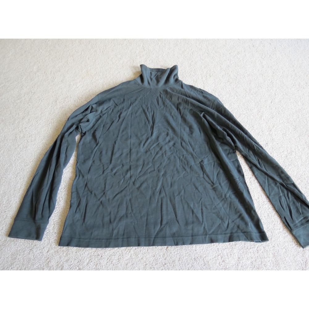 LL Bean Mens Long Sleeve Turtleneck Shirt XL Reg Green Gray KV25